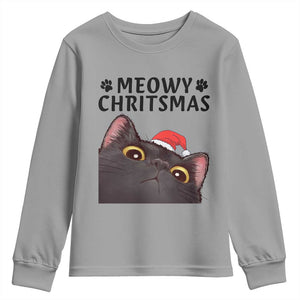 Funny Black Cat Christmas Youth Sweatshirt Cute Kitty Xmas TS14 Sport Gray Print Your Wear