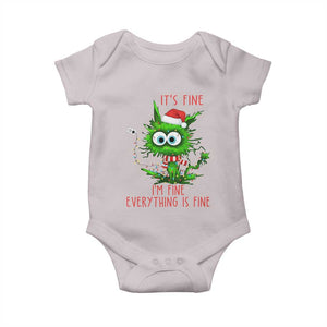 Funny Cat Green Christmas Baby Onesie It Is Fine I Am Fine Everything Is Fine TS14 Ice Gray Print Your Wear