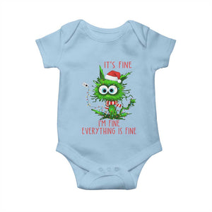 Funny Cat Green Christmas Baby Onesie It Is Fine I Am Fine Everything Is Fine TS14 Light Blue Print Your Wear