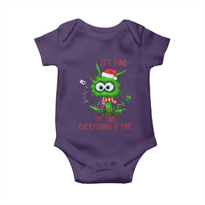 Funny Cat Green Christmas Baby Onesie It Is Fine I Am Fine Everything Is Fine TS14 Purple Print Your Wear