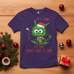 Funny Cat Green Christmas T Shirt It Is Fine I Am Fine Everything Is Fine TS14 Purple Print Your Wear