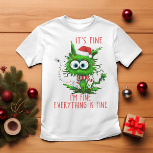 Funny Cat Green Christmas T Shirt It Is Fine I Am Fine Everything Is Fine TS14 White Print Your Wear