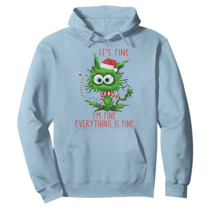 Funny Cat Green Christmas Hoodie It Is Fine I Am Fine Everything Is Fine TS14 Light Blue Print Your Wear