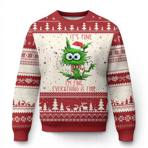 Funny Cat Green Xmas Ugly Christmas Sweater It Is Fine I Am Fine Everything Is Fine TS14 Beige Red Print Your Wear