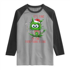 Funny Cat Green Christmas Raglan Shirt It Is Fine I Am Fine Everything Is Fine TS14 Sport Gray Black Print Your Wear