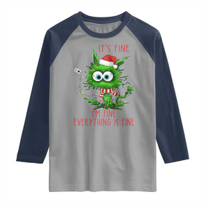 Funny Cat Green Christmas Raglan Shirt It Is Fine I Am Fine Everything Is Fine TS14 Sport Gray Navy Print Your Wear