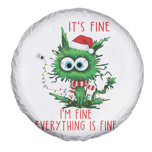 Funny Cat Green Christmas Spare Tire Cover It Is Fine I Am Fine Everything Is Fine - Print Your Wear