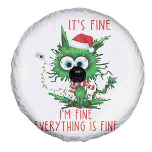 Funny Cat Green Christmas Spare Tire Cover It Is Fine I Am Fine Everything Is Fine - Print Your Wear