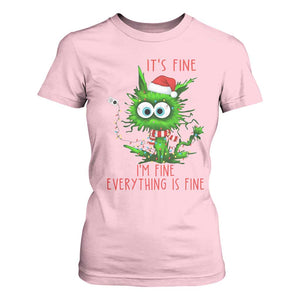 Funny Cat Green Christmas T Shirt For Women It Is Fine I Am Fine Everything Is Fine TS14 Light Pink Print Your Wear