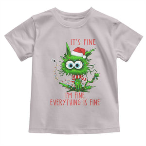Funny Cat Green Christmas Toddler T Shirt It Is Fine I Am Fine Everything Is Fine TS14 Ice Gray Print Your Wear