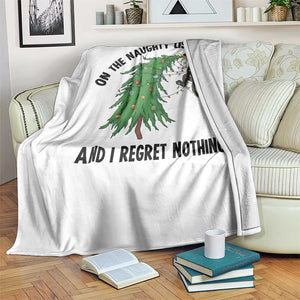 Funny Black Cat Christmas Throw Blanket On the Naughty List And I Regret Nothing TS14 Print Your Wear
