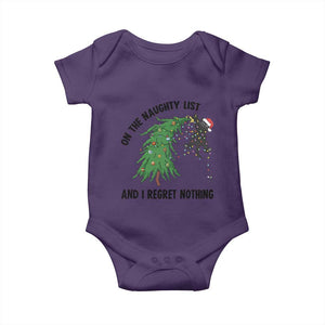 Funny Black Cat Christmas Baby Onesie On the Naughty List And I Regret Nothing TS14 Purple Print Your Wear