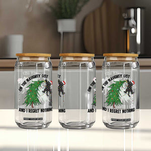 Funny Black Cat Christmas Glass Can On the Naughty List And I Regret Nothing TS14 Print Your Wear