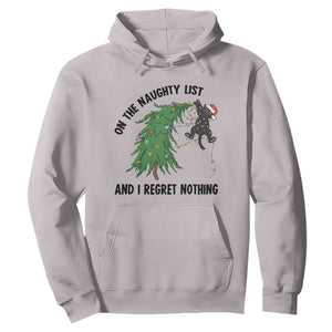 Funny Black Cat Christmas Hoodie On the Naughty List And I Regret Nothing TS14 Ice Gray Print Your Wear