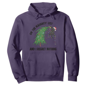Funny Black Cat Christmas Hoodie On the Naughty List And I Regret Nothing TS14 Purple Print Your Wear