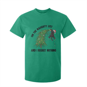 Funny Black Cat Christmas T Shirt For Kid On the Naughty List And I Regret Nothing TS14 Irish Green Print Your Wear