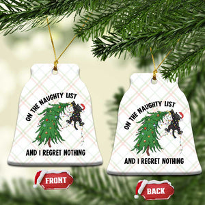 Funny Black Cat Christmas Ceramic Ornament On the Naughty List And I Regret Nothing TS14 Print Your Wear