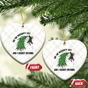 Funny Black Cat Christmas Ceramic Ornament On the Naughty List And I Regret Nothing TS14 Print Your Wear