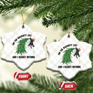 Funny Black Cat Christmas Ceramic Ornament On the Naughty List And I Regret Nothing TS14 Print Your Wear