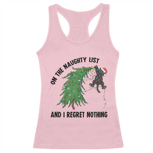 Funny Black Cat Christmas Racerback Tank Top On the Naughty List And I Regret Nothing TS14 Light Pink Print Your Wear