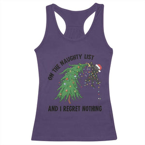 Funny Black Cat Christmas Racerback Tank Top On the Naughty List And I Regret Nothing TS14 Purple Print Your Wear