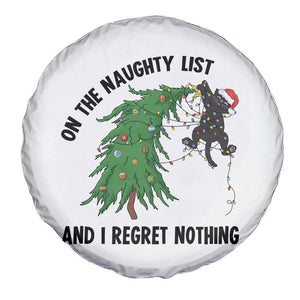 Funny Black Cat Christmas Spare Tire Cover On the Naughty List And I Regret Nothing - Print Your Wear