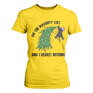 Funny Black Cat Christmas T Shirt For Women On the Naughty List And I Regret Nothing TS14 Daisy Print Your Wear