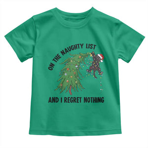 Funny Black Cat Christmas Toddler T Shirt On the Naughty List And I Regret Nothing TS14 Irish Green Print Your Wear