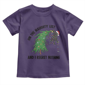 Funny Black Cat Christmas Toddler T Shirt On the Naughty List And I Regret Nothing TS14 Purple Print Your Wear