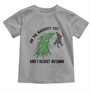 Funny Black Cat Christmas Toddler T Shirt On the Naughty List And I Regret Nothing TS14 Sport Gray Print Your Wear