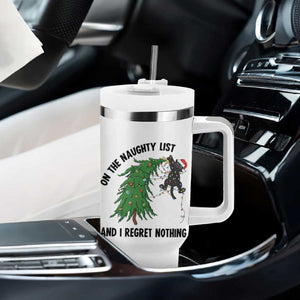 Funny Black Cat Christmas Tumbler With Handle On the Naughty List And I Regret Nothing TS14 Print Your Wear