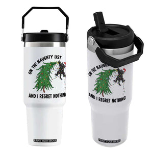 Funny Black Cat Christmas Flip Straw Tumbler On the Naughty List And I Regret Nothing TS14 One Size: 30 oz White Print Your Wear