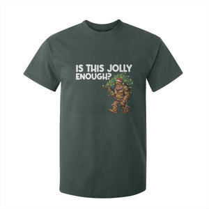 Funny Bigfoot Christmas T Shirt For Kid Is This Jolly Enough TS14 Dark Forest Green Print Your Wear