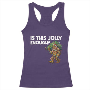 Funny Bigfoot Christmas Racerback Tank Top Is This Jolly Enough TS14 Purple Print Your Wear