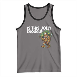 Funny Bigfoot Christmas Tank Top Is This Jolly Enough TS14 Deep Heather Black Print Your Wear