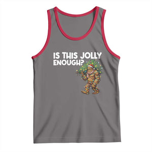 Funny Bigfoot Christmas Tank Top Is This Jolly Enough TS14 Deep Heather Red Print Your Wear