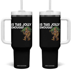 Funny Bigfoot Christmas Tumbler With Handle Is This Jolly Enough TS14 One Size: 40 oz Black Print Your Wear