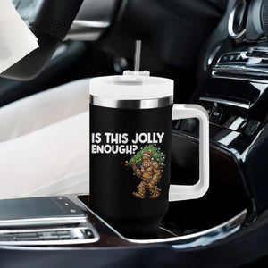 Funny Bigfoot Christmas Tumbler With Handle Is This Jolly Enough TS14 Print Your Wear