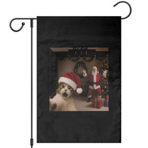 Funny Cat With Santa Selfie Christmas Garden Flag TS14 Black Print Your Wear