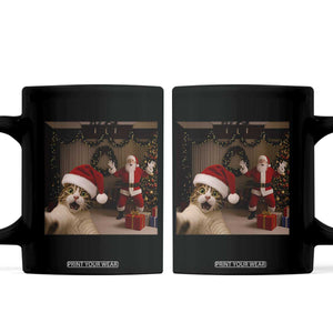 Funny Cat With Santa Selfie Christmas Coffee Mug TS14 Black Print Your Wear