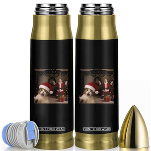 Funny Cat With Santa Selfie Christmas Bullet Tumbler TS14 Black Print Your Wear