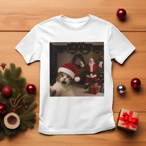 Funny Cat With Santa Selfie Christmas T Shirt TS14 White Print Your Wear