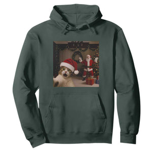 Funny Cat With Santa Selfie Christmas Hoodie TS14 Dark Forest Green Print Your Wear