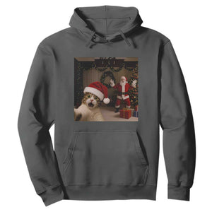 Funny Cat With Santa Selfie Christmas Hoodie TS14 Dark Heather Print Your Wear