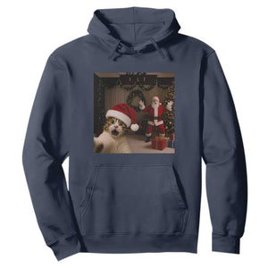 Funny Cat With Santa Selfie Christmas Hoodie TS14 Navy Print Your Wear