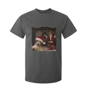Funny Cat With Santa Selfie Christmas T Shirt For Kid TS14 Dark Heather Print Your Wear