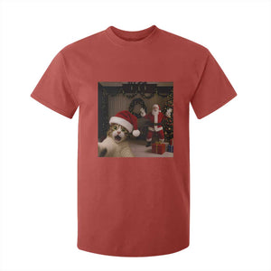 Funny Cat With Santa Selfie Christmas T Shirt For Kid TS14 Red Print Your Wear