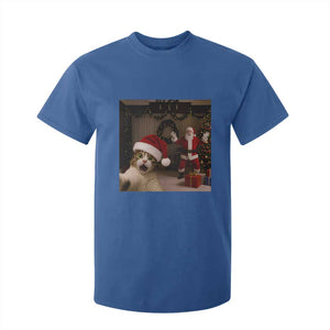 Funny Cat With Santa Selfie Christmas T Shirt For Kid TS14 Royal Blue Print Your Wear