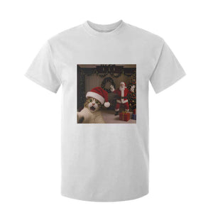 Funny Cat With Santa Selfie Christmas T Shirt For Kid TS14 White Print Your Wear