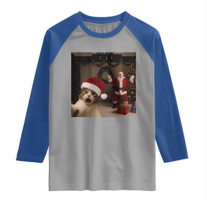 Funny Cat With Santa Selfie Christmas Raglan Shirt TS14 Sport Gray Royal Print Your Wear